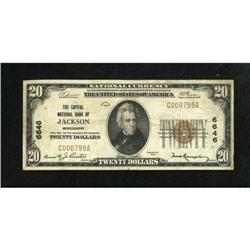 Jackson, MS - $20 1929 Ty. 1 The Capital NB Ch.