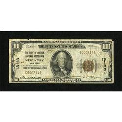 New York, NY - $100 1929 Ty. 1 The Bank of Ameri
