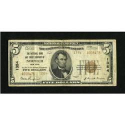 Norwich, NY - $5 1929 Ty. 2 The NB & TC Ch. # 13