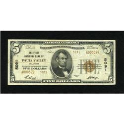 Pauls Valley, OK - $5 1929 Ty. 2 The First NB Ch