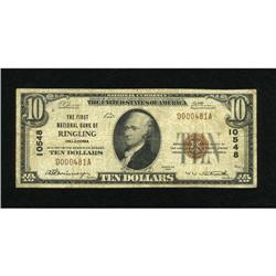 Ringling, OK - $10 1929 Ty. 1 The First NB Ch. #