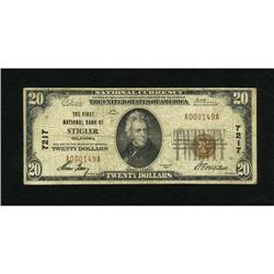 Stigler, OK - $20 1929 Ty. 1 The First NB Ch. #