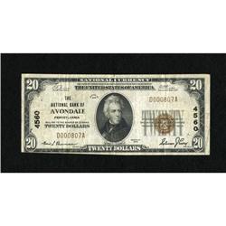 Avondale, PA - $20 1929 Ty. 1 The NB Ch. # 4560