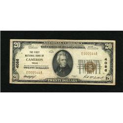 Cameron, TX - $20 1929 Ty. 1 The First NB Ch. #