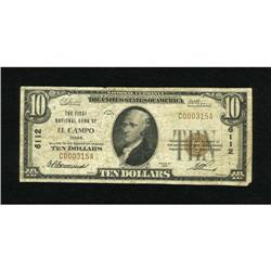 El Campo, TX - $10 1929 Ty. 1 The First NB Ch. #