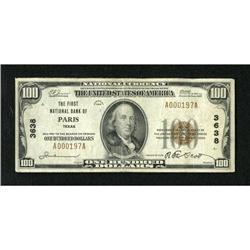 Paris, TX - $100 1929 Ty. 1 The First NB Ch. # 3