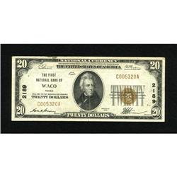 Waco, TX - $20 1929 Ty. 1 The First NB Ch. # 218