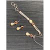 Image 1 : Sterling Silver Elk Ivory and Orange Quartz Bracelet, Pendant & Earrings