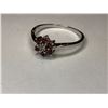 Image 2 : 10K White Gold Garnet & Diamond Ring