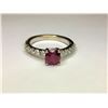 Image 1 : 18K White Gold Synthetic Ruby & Diamond Ring