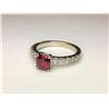 Image 2 : 18K White Gold Synthetic Ruby & Diamond Ring
