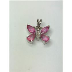 10K White Gold Pink Gemstone Pendant