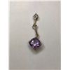 Image 1 : 14K Yellow Gold Amethyst and Diamond Pendant