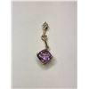 Image 2 : 14K Yellow Gold Amethyst and Diamond Pendant