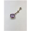 Image 3 : 14K Yellow Gold Amethyst and Diamond Pendant