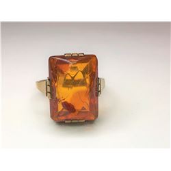 14K Yellow Gold Amber Ring
