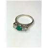 Image 2 : 18K White Gold Emerald and Diamond Ring