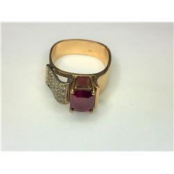 14K Yellow Gold Ruby & Diamond Ring