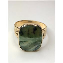 14K Yellow Gold Vintage Gentleman's Jade Ring
