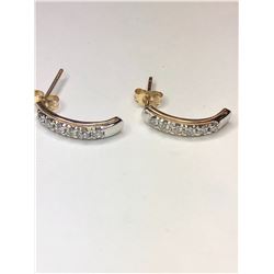14K Yellow and White Gold Diamond Earrings