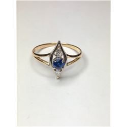 14K Yellow and White Gold Sapphire and Diamond Ring