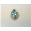 Image 1 : 10K White Gold Blue Topaz & Diamond Heart Shaped Pendant