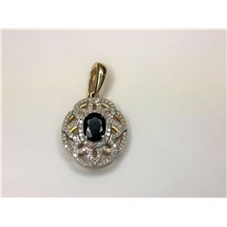 10K Yellow Gold Sapphire & Diamond Pendant