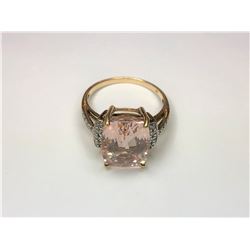 9K Yellow Gold Morganite & Diamond Ring