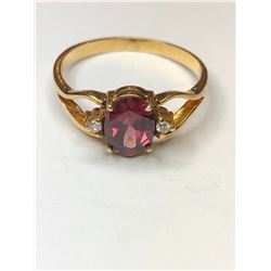14K Yellow Gold Rhodolite Garnet Ring