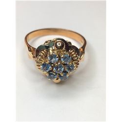 18K Yellow Gold Blue Topaz Ring