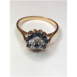 10K Yellow Gold Sapphire and Diamond Ring