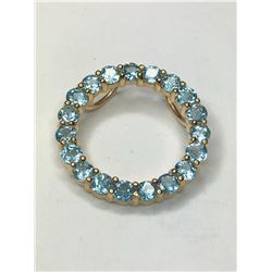 14K Yellow Gold Blue Topaz Pendant