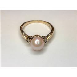 10K Yellow Gold Akoya Pearl Ring