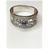 Image 1 : 14K White Gold Vintage Styled Sapphire and Diamond Ring