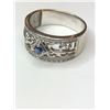 Image 2 : 14K White Gold Vintage Styled Sapphire and Diamond Ring