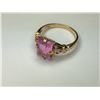 Image 2 : 10K Yellow Gold Pink Gemstone Ring