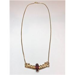 10K Yellow Gold Chain and Garnet Pendant