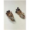 Image 2 : 14K Rose Gold Diamond and Sapphire Earrings