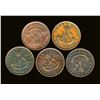 Image 2 : Token 1850-1852 A Lot of 5 Province of Canada Penny Fine-Extra Fine