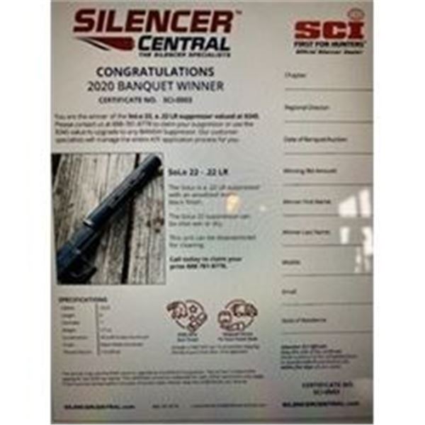 SCI Silencer Central Certificate