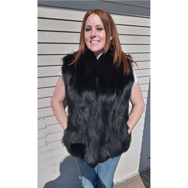 Ladies Black Fox Fur Vest