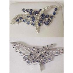 Sapphire and diamond brooch; 25 pear sh