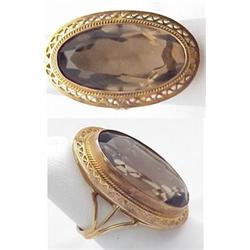 Lady's ring oval smoky quartz 28x14mm 1