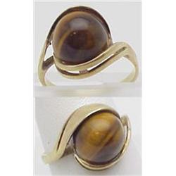 Lady's ring 11mm tigereye 14kt yellow g