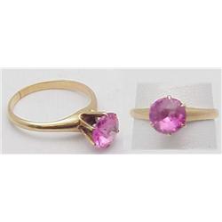Lady's ring pink tourmaline 7mm 14kt ye