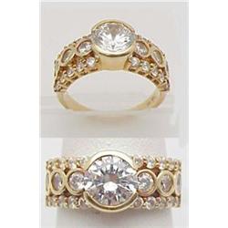 Lady's ring cubic zirconia 14kt yellow