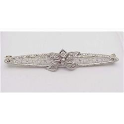 Antique bar pin filigree with bow 14kt