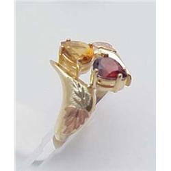 Lady's ring Black hill gold 10kt with c