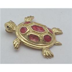Turtle pendant 14kt yellow gold with re