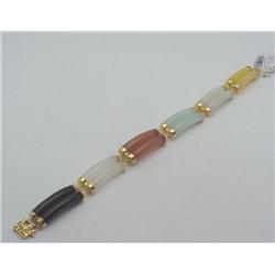 Jade bracelet multi colored 14kt yellow